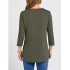 imageANRABESS Women 34 Sleeve Length Henley Tops Button V Neck Loose Fit Dressy Casual TShirts 2025 Fall Tunic BlouseArmy Green