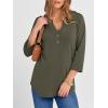 imageANRABESS Women 34 Sleeve Length Henley Tops Button V Neck Loose Fit Dressy Casual TShirts 2025 Fall Tunic BlouseArmy Green