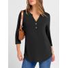 imageANRABESS Women 34 Sleeve Length Henley Tops Button V Neck Loose Fit Dressy Casual TShirts 2025 Fall Tunic BlouseBlack