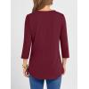 imageANRABESS Women 34 Sleeve Length Henley Tops Button V Neck Loose Fit Dressy Casual TShirts 2025 Fall Tunic BlouseBurgundy