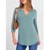imageANRABESS Women 34 Sleeve Length Henley Tops Button V Neck Loose Fit Dressy Casual TShirts 2025 Fall Tunic BlouseCadet Blue