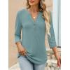 imageANRABESS Women 34 Sleeve Length Henley Tops Button V Neck Loose Fit Dressy Casual TShirts 2025 Fall Tunic BlouseCadet Blue