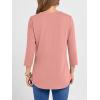 imageANRABESS Women 34 Sleeve Length Henley Tops Button V Neck Loose Fit Dressy Casual TShirts 2025 Fall Tunic BlouseCoral