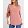 imageANRABESS Women 34 Sleeve Length Henley Tops Button V Neck Loose Fit Dressy Casual TShirts 2025 Fall Tunic BlouseCoral