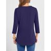 imageANRABESS Women 34 Sleeve Length Henley Tops Button V Neck Loose Fit Dressy Casual TShirts 2025 Fall Tunic BlouseDark Blue
