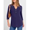 imageANRABESS Women 34 Sleeve Length Henley Tops Button V Neck Loose Fit Dressy Casual TShirts 2025 Fall Tunic BlouseDark Blue