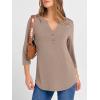 imageANRABESS Women 34 Sleeve Length Henley Tops Button V Neck Loose Fit Dressy Casual TShirts 2025 Fall Tunic BlouseKhaki