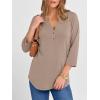 imageANRABESS Women 34 Sleeve Length Henley Tops Button V Neck Loose Fit Dressy Casual TShirts 2025 Fall Tunic BlouseKhaki