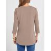 imageANRABESS Women 34 Sleeve Length Henley Tops Button V Neck Loose Fit Dressy Casual TShirts 2025 Fall Tunic BlouseKhaki