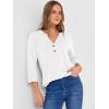 imageANRABESS Women 34 Sleeve Length Henley Tops Button V Neck Loose Fit Dressy Casual TShirts 2025 Fall Tunic BlouseWhite