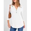 imageANRABESS Women 34 Sleeve Length Henley Tops Button V Neck Loose Fit Dressy Casual TShirts 2025 Fall Tunic BlouseWhite