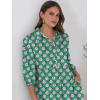 imageANRABESS Women Casual 34 Puff Sleeve Polo V Neck Floral Printed Flowy Swing Loose Summer Boho Maxi Shirt DressesFloral Green
