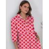 imageANRABESS Women Casual 34 Puff Sleeve Polo V Neck Floral Printed Flowy Swing Loose Summer Boho Maxi Shirt DressesFloral Red
