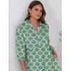imageANRABESS Women Casual 34 Puff Sleeve Polo V Neck Floral Printed Flowy Swing Loose Summer Boho Maxi Shirt DressesGreen