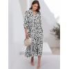 imageANRABESS Women Casual 34 Puff Sleeve Polo V Neck Floral Printed Flowy Swing Loose Summer Boho Maxi Shirt DressesLeopard Print