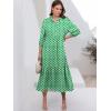 imageANRABESS Women Casual 34 Puff Sleeve Polo V Neck Floral Printed Flowy Swing Loose Summer Boho Maxi Shirt DressesLight Green