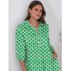 imageANRABESS Women Casual 34 Puff Sleeve Polo V Neck Floral Printed Flowy Swing Loose Summer Boho Maxi Shirt DressesLight Green