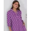 imageANRABESS Women Casual 34 Puff Sleeve Polo V Neck Floral Printed Flowy Swing Loose Summer Boho Maxi Shirt DressesPurple Floral