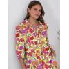 imageANRABESS Women Casual 34 Puff Sleeve Polo V Neck Floral Printed Flowy Swing Loose Summer Boho Maxi Shirt DressesPurple Orange Floral