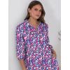 imageANRABESS Women Casual 34 Puff Sleeve Polo V Neck Floral Printed Flowy Swing Loose Summer Boho Maxi Shirt DressesPurple Pink Floral
