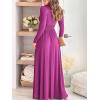 imageANRABESS Women Deep V Neck Long Sleeve Slit 2025 Fall Elegant Formal Wedding Guest Cocktail Evening Date Prom Maxi Long DressZfushascia Pink