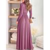 imageANRABESS Women Deep V Neck Long Sleeve Slit 2025 Fall Elegant Formal Wedding Guest Cocktail Evening Date Prom Maxi Long DressZpink