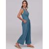 imageANRABESS Women Jumpsuits Sleeveless V Neck Elegant Dressy Casual Backless One Piece Pants Romper 2025 Summer OutfitsLake
