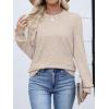 imageANRABESS Women Lace Long Sleeve Tops 2025 Fall Lightweight Sweaters Dressy Casual Knitted Pullover ShirtsAlmond