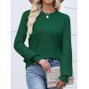imageANRABESS Women Lace Long Sleeve Tops 2025 Fall Lightweight Sweaters Dressy Casual Knitted Pullover ShirtsForest Green