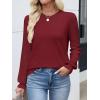 imageANRABESS Women Lace Long Sleeve Tops 2025 Fall Lightweight Sweaters Dressy Casual Knitted Pullover ShirtsRed