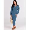 imageANRABESS Women Long Sleeve Button V Neck Oversized Casual Loose Fit Waffle Knit Fall Midi Sweater Dress 2025 Trendy OutfitsDusty Blue