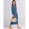 imageANRABESS Women Long Sleeve Button V Neck Oversized Casual Loose Fit Waffle Knit Fall Midi Sweater Dress 2025 Trendy OutfitsDusty Blue