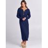 imageANRABESS Women Long Sleeve Button V Neck Oversized Casual Loose Fit Waffle Knit Fall Midi Sweater Dress 2025 Trendy OutfitsNavy Blue