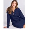 imageANRABESS Women Long Sleeve Button V Neck Oversized Casual Loose Fit Waffle Knit Fall Midi Sweater Dress 2025 Trendy OutfitsNavy Blue