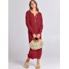 imageANRABESS Women Long Sleeve Button V Neck Oversized Casual Loose Fit Waffle Knit Fall Midi Sweater Dress 2025 Trendy OutfitsRed