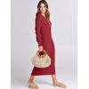 imageANRABESS Women Long Sleeve Button V Neck Oversized Casual Loose Fit Waffle Knit Fall Midi Sweater Dress 2025 Trendy OutfitsRed