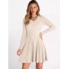 imageANRABESS Women Long Sleeve Ribbed Knit Short Dresses 2025 Fall Winter V Neck Casual Swing A Line Sweater DressBeige