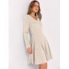 imageANRABESS Women Long Sleeve Ribbed Knit Short Dresses 2025 Fall Winter V Neck Casual Swing A Line Sweater DressBeige