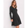 imageANRABESS Women Long Sleeve Ribbed Knit Short Dresses 2025 Fall Winter V Neck Casual Swing A Line Sweater DressBlack