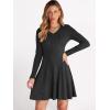 imageANRABESS Women Long Sleeve Ribbed Knit Short Dresses 2025 Fall Winter V Neck Casual Swing A Line Sweater DressBlack