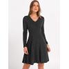imageANRABESS Women Long Sleeve Ribbed Knit Short Dresses 2025 Fall Winter V Neck Casual Swing A Line Sweater DressBlack