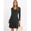 imageANRABESS Women Long Sleeve Ribbed Knit Short Dresses 2025 Fall Winter V Neck Casual Swing A Line Sweater DressBlack