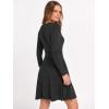 imageANRABESS Women Long Sleeve Ribbed Knit Short Dresses 2025 Fall Winter V Neck Casual Swing A Line Sweater DressBlack