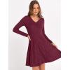 imageANRABESS Women Long Sleeve Ribbed Knit Short Dresses 2025 Fall Winter V Neck Casual Swing A Line Sweater DressBurgundy