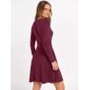 imageANRABESS Women Long Sleeve Ribbed Knit Short Dresses 2025 Fall Winter V Neck Casual Swing A Line Sweater DressBurgundy