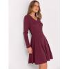 imageANRABESS Women Long Sleeve Ribbed Knit Short Dresses 2025 Fall Winter V Neck Casual Swing A Line Sweater DressBurgundy