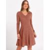 imageANRABESS Women Long Sleeve Ribbed Knit Short Dresses 2025 Fall Winter V Neck Casual Swing A Line Sweater DressCaramel