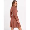 imageANRABESS Women Long Sleeve Ribbed Knit Short Dresses 2025 Fall Winter V Neck Casual Swing A Line Sweater DressCaramel