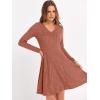 imageANRABESS Women Long Sleeve Ribbed Knit Short Dresses 2025 Fall Winter V Neck Casual Swing A Line Sweater DressCaramel
