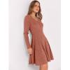 imageANRABESS Women Long Sleeve Ribbed Knit Short Dresses 2025 Fall Winter V Neck Casual Swing A Line Sweater DressCaramel